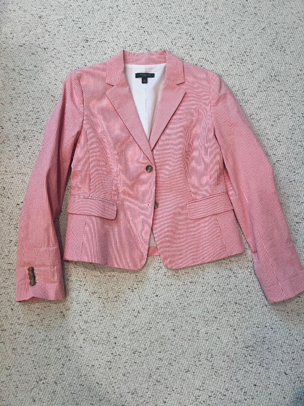 Ann Taylor pink stripe seersucker blazer size 8